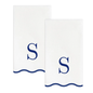 Letter “S” Initials Monogram Paper Napkins - Blue and White Scalloped
