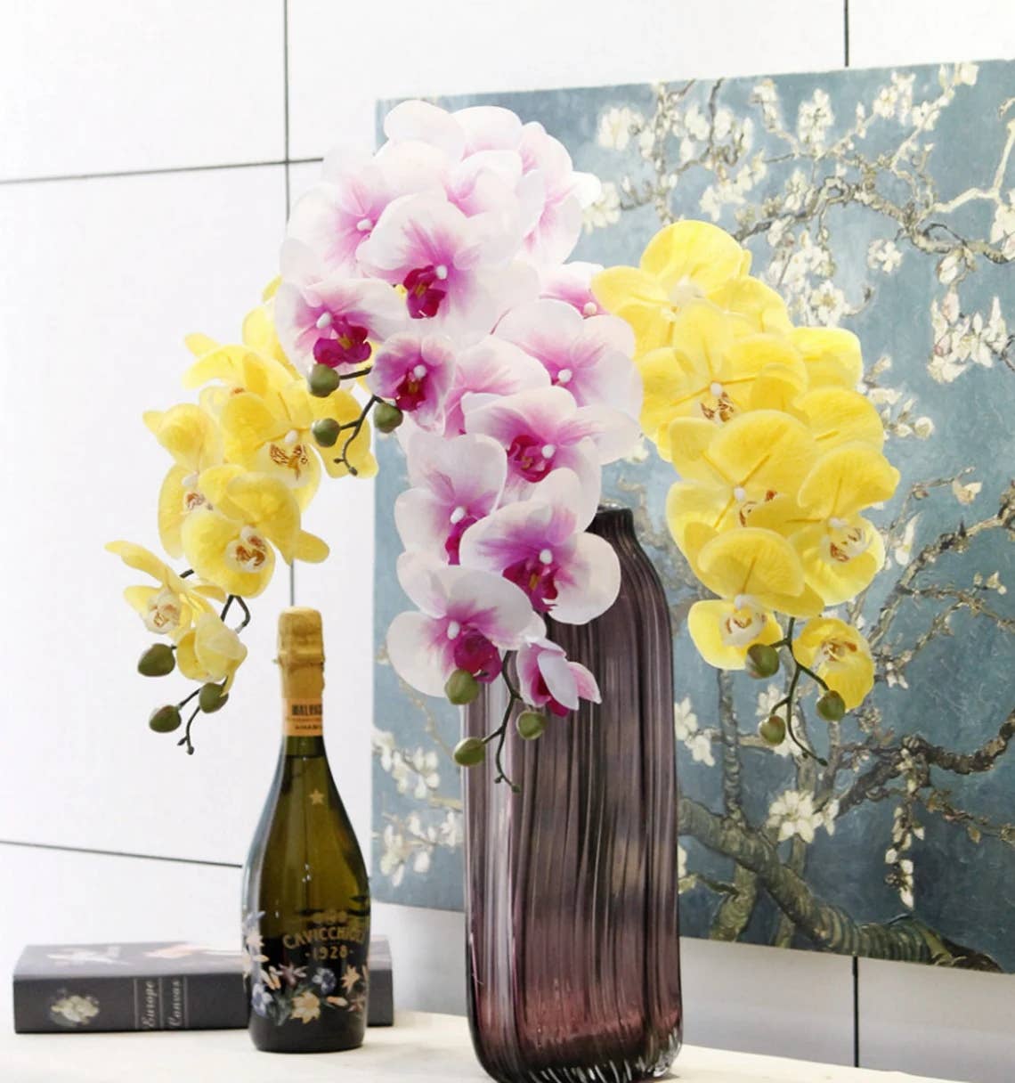 36" Real touch Large bloom Phalaenopsis Orchid-9 Flowers