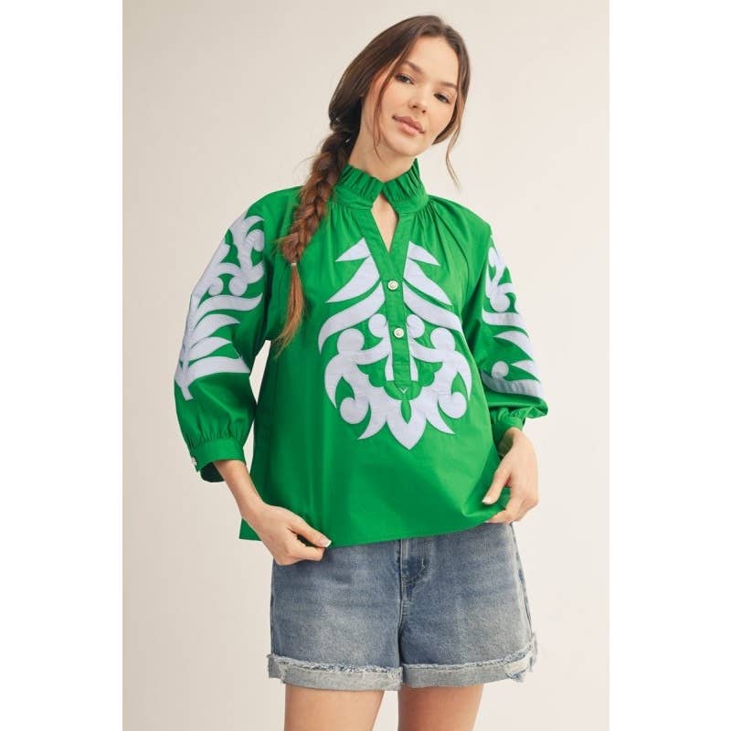 Baroque applique detail top