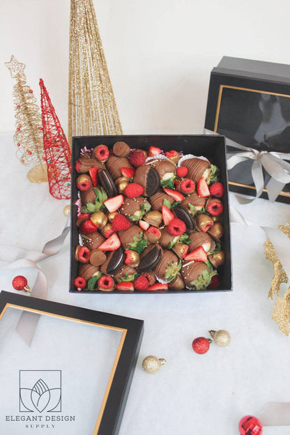 Square Gift Box with Clear Lid and Ribbon - Various Colors - For Luxury Flower/ Gift / Chocolate Strawberry Arrangements