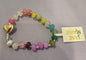 Multi Glass Rondelle Beaded Stretch Bracelet with Heart