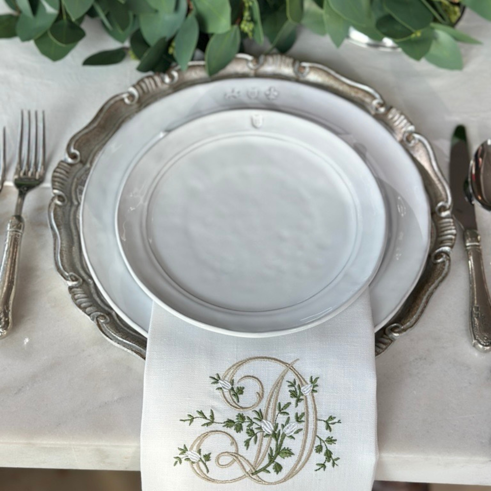Floral Monogram Linen Towel