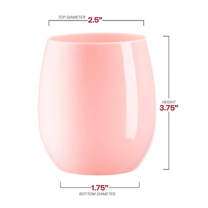 12 oz. Pink Elegant Stemless Plastic Wine Glasses - 16 pcs