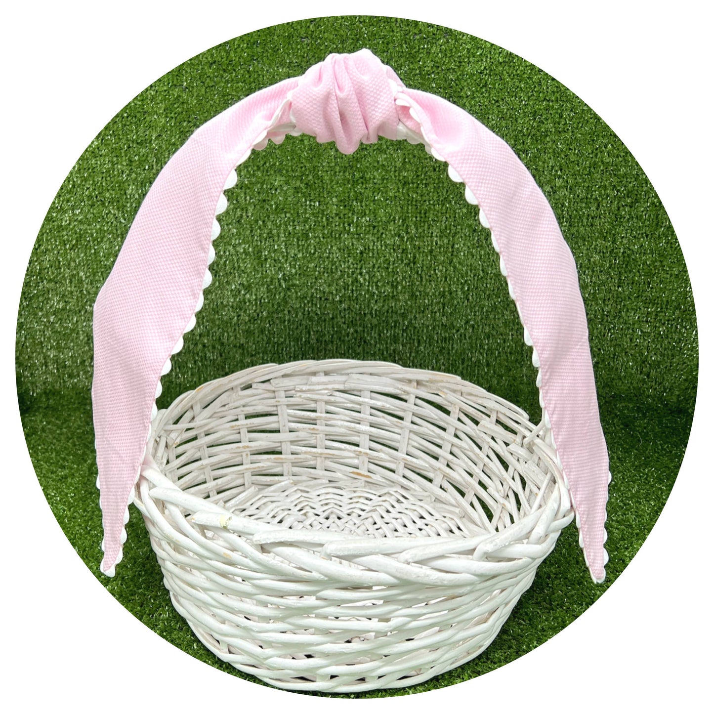 Pink Cotton Pique Sash with Trim