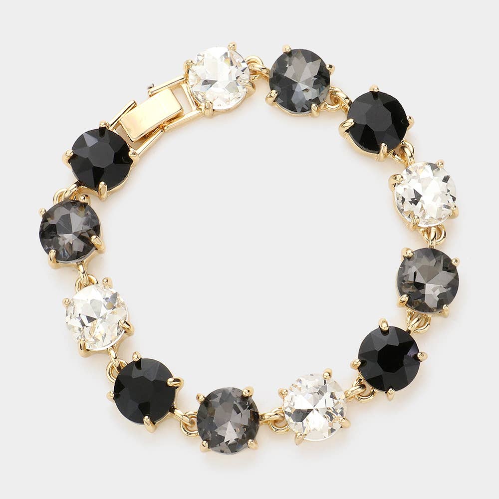 American USA Round Stone Link Evening Bracelet