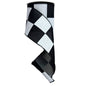 Black Linen White Jordan Check Ribbon 4" x 10 Yards – 42680-04-21