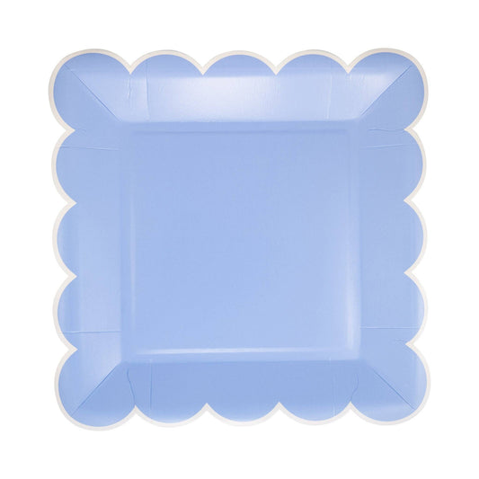 Blue Scalloped 9" Square Plate