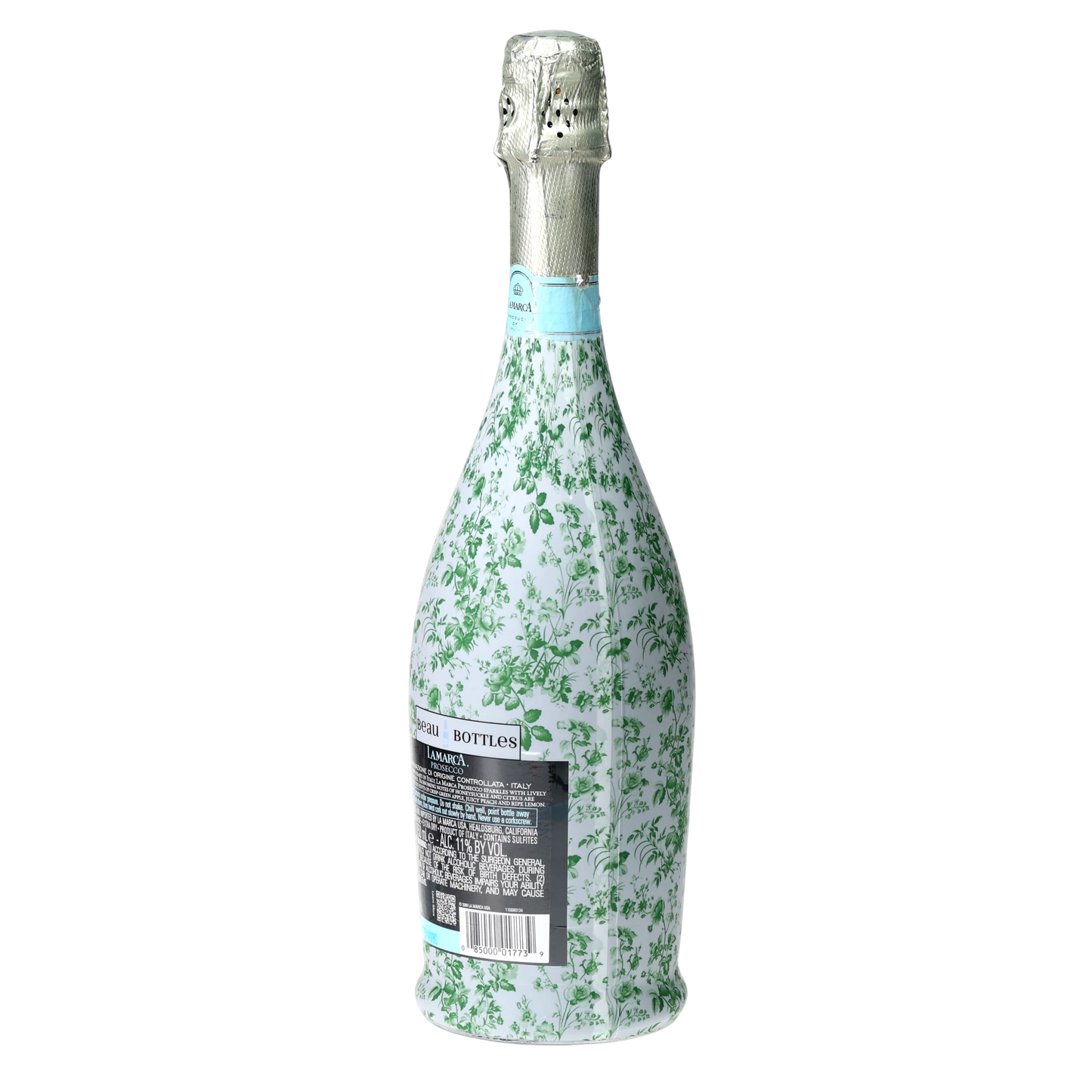 Grandmillennial Green Floral Prosecco Bottle Wrap