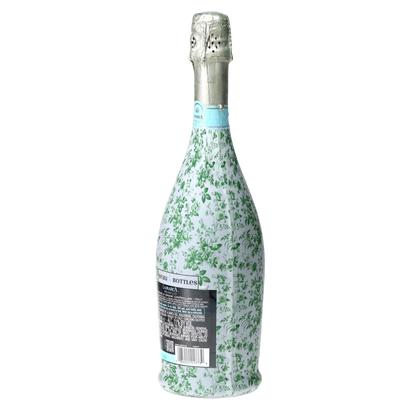 Grandmillennial Green Floral Prosecco Bottle Wrap