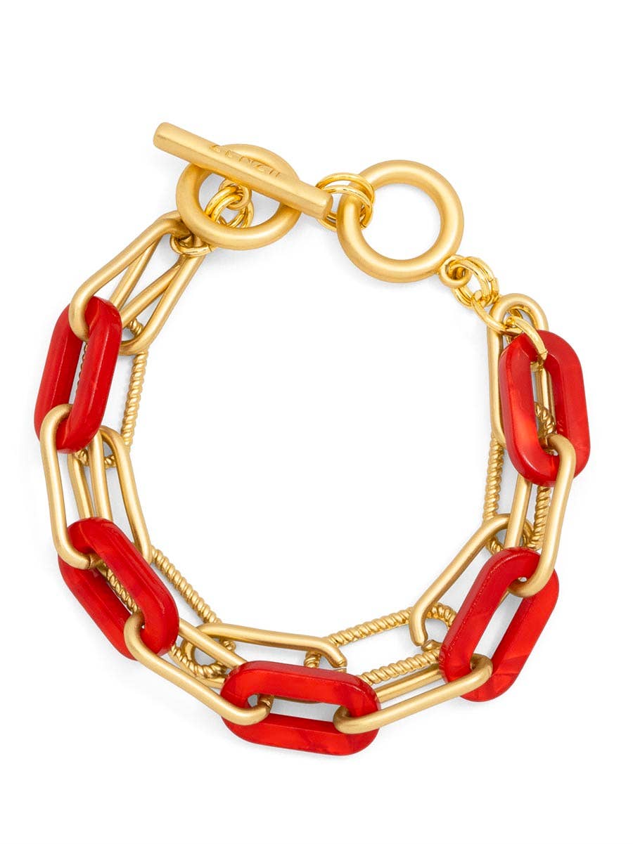 Marbled Resin Link Layered Toggle Bracelet