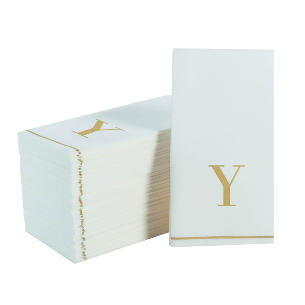 Letter Y Gold Monogram Paper Disposable Dinner Napkins | 14 Napkins