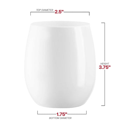 12 oz. White Elegant Stemless Plastic Wine Glasses - 16 pcs