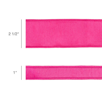 2 1/2" Wired Dupioni Ribbon | Hot Pink w/ Metallic Fused Backing | 10 Yard Roll