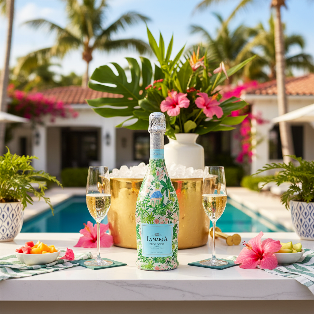 Verde Palm Pavilion Prosecco Bottle Wrap