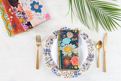 Winter Floral Cloth Napkins, set of four