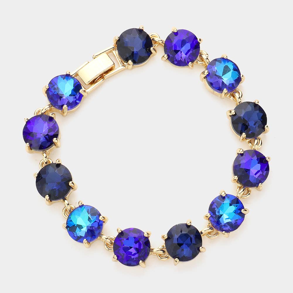 American USA Round Stone Link Evening Bracelet