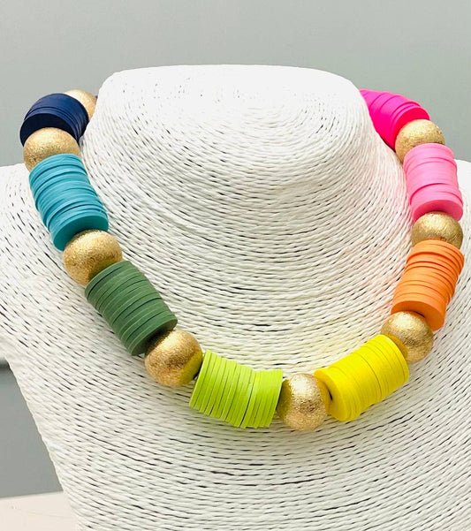 SPRING - Carousel Necklace (multi/gold) BNK880