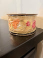2" x 5yds, Metallic Floral Embroidery, Gold Metallic Back, Orange