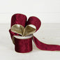 R32981-Wired Ribbon-Burgundy Velvet w. Gold back (4inW)