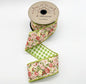 Poplin Floral Green Check Back 2.5"x10yds