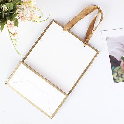 White with Gold Border Paper Gift Bag w/ free tissue
