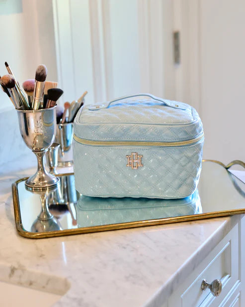 Hampton Train Case - Light Blue Patent