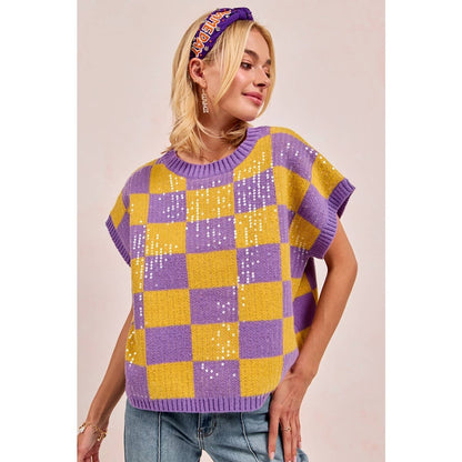 GAMEDAY THEME SEQUIN ALL-OVER SWEATER TOP