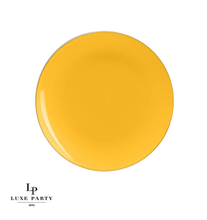 Yellow and Gold Round Plastic Plates | 10 Pack