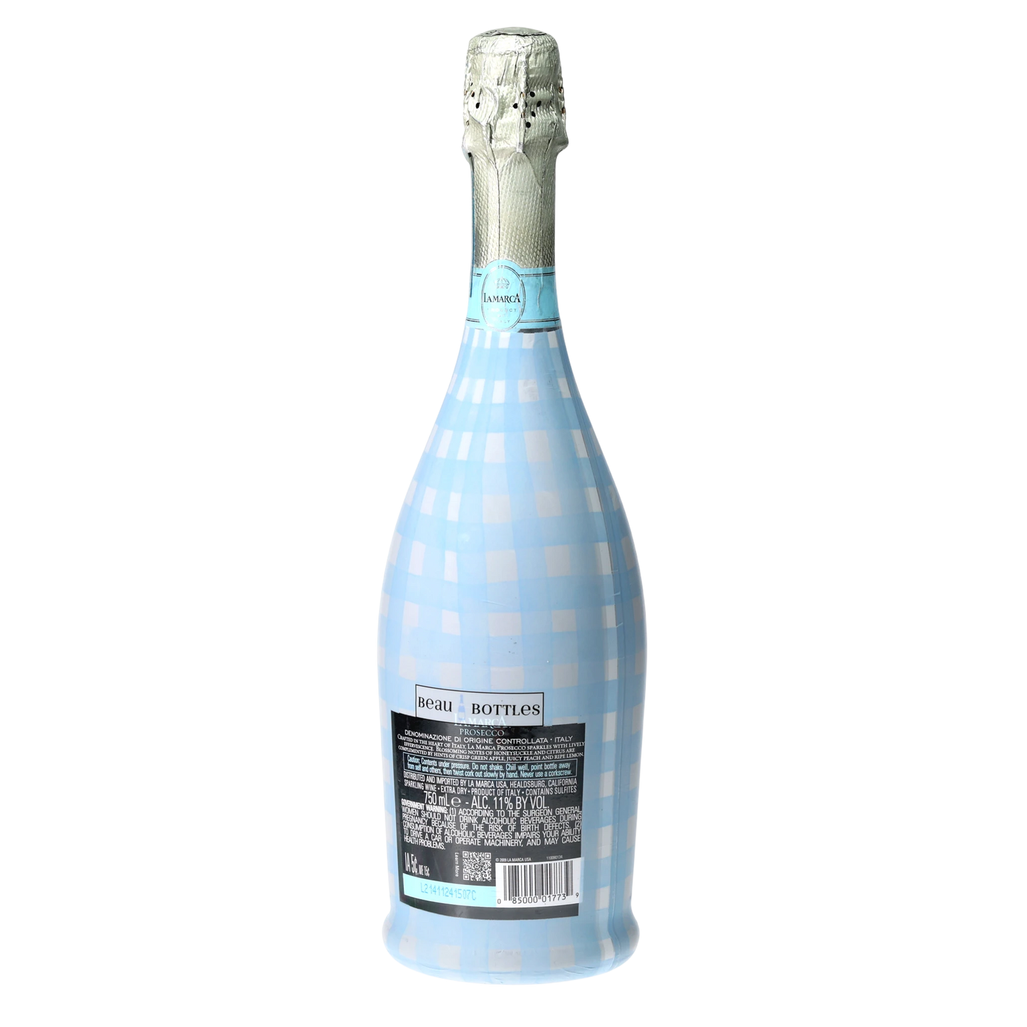 Powder Blue Picnic Gingham Prosecco Bottle Wrap