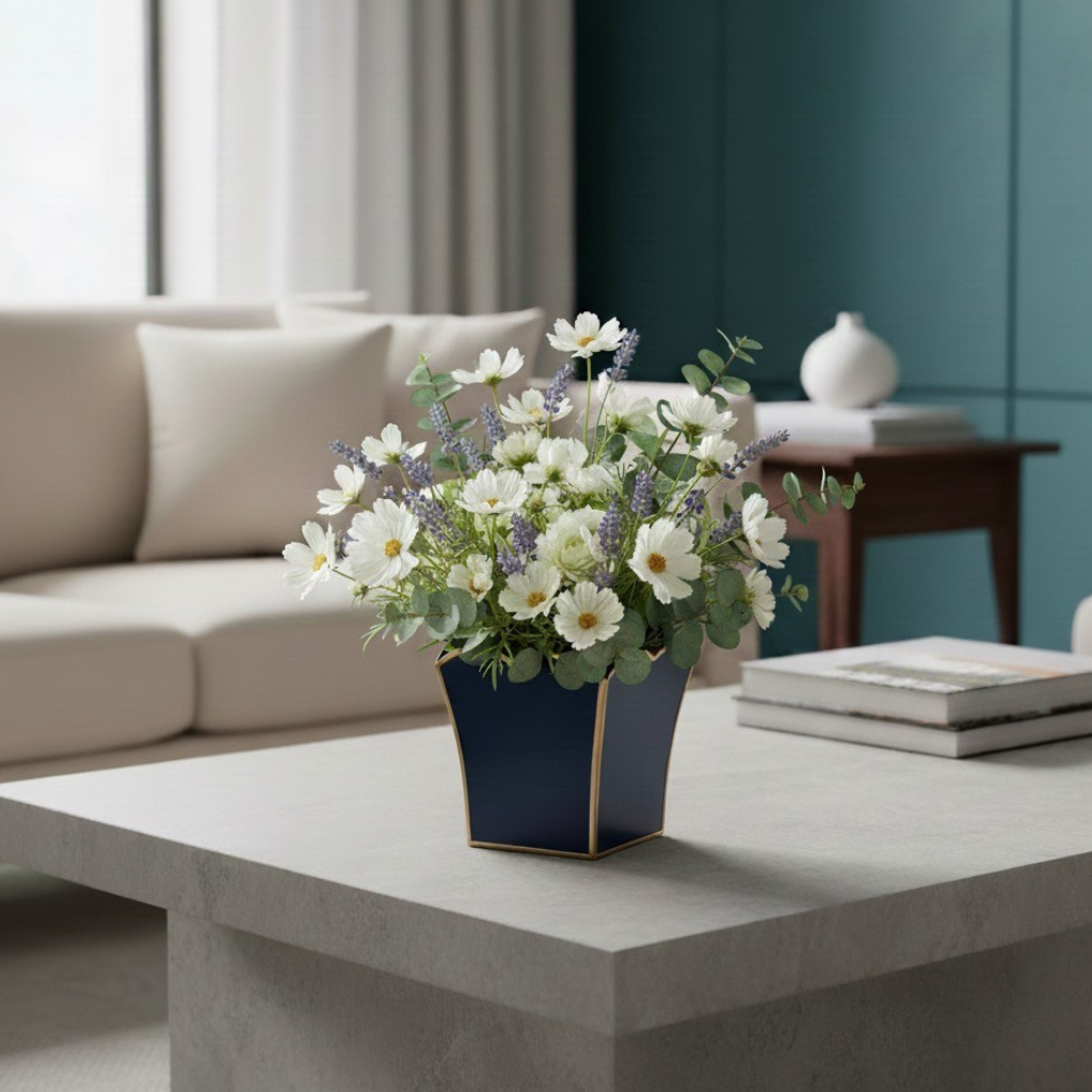 Gracie Scarlett Square Cachepot Planter Blue