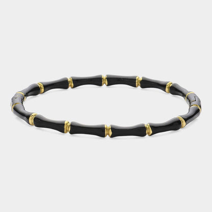 Enamel Bamboo Hinged Bangle Bracelet