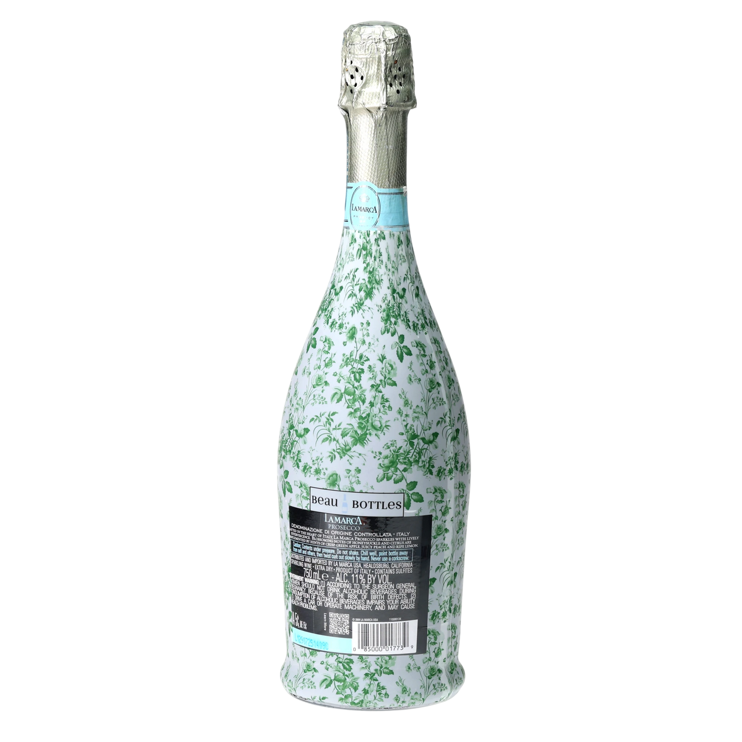 Grandmillennial Green Floral Prosecco Bottle Wrap