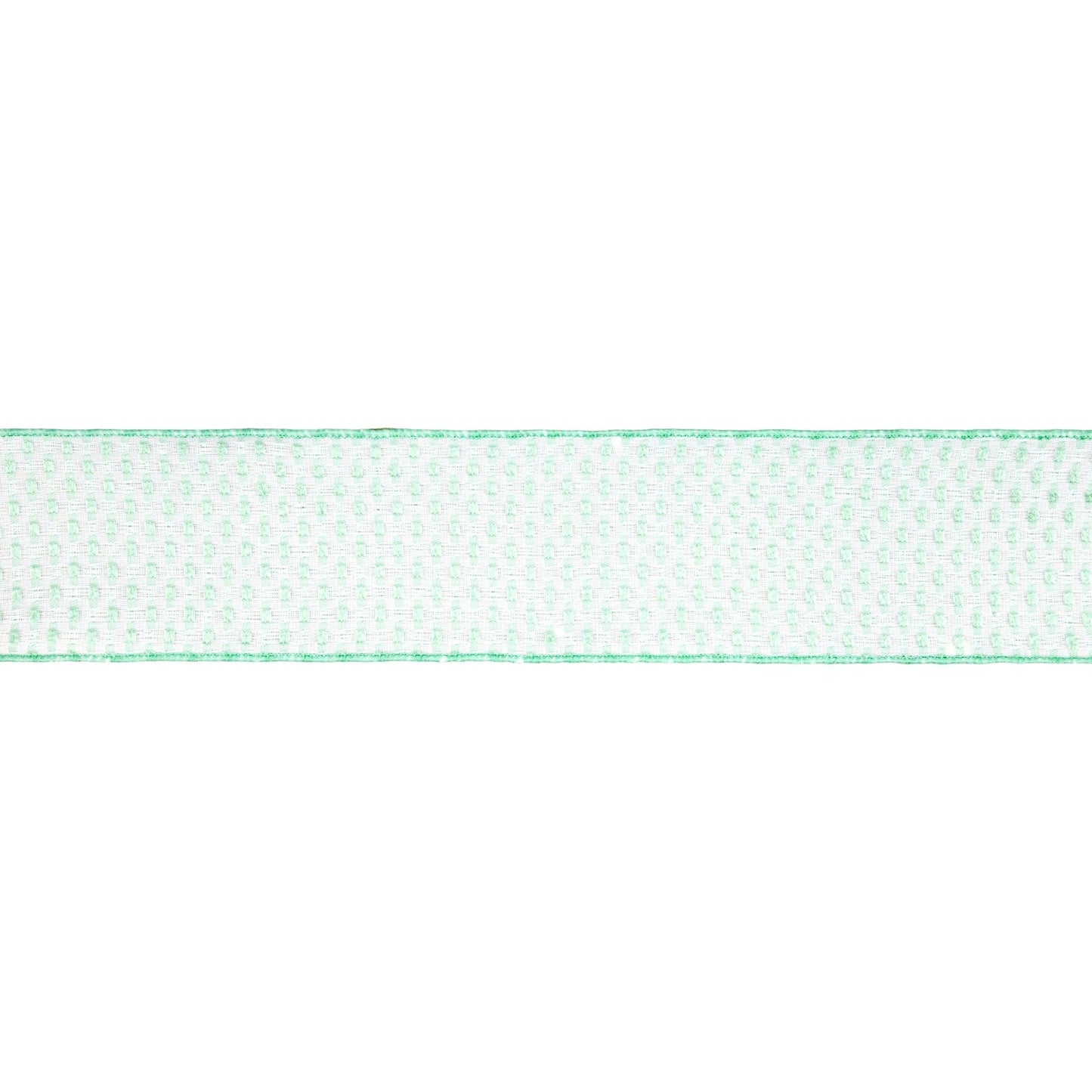 2 1/2" Wired Ribbon | Green/White Woven | 10 Yard Roll