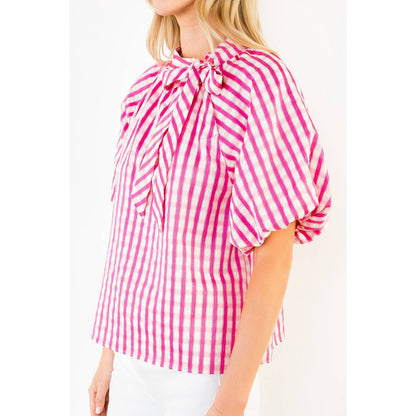 Gingham Puff Sleeve Top