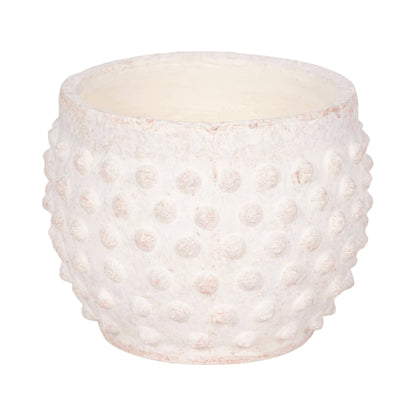 Planter - White Terracotta Round Bubble Rough Finish, 6 in.