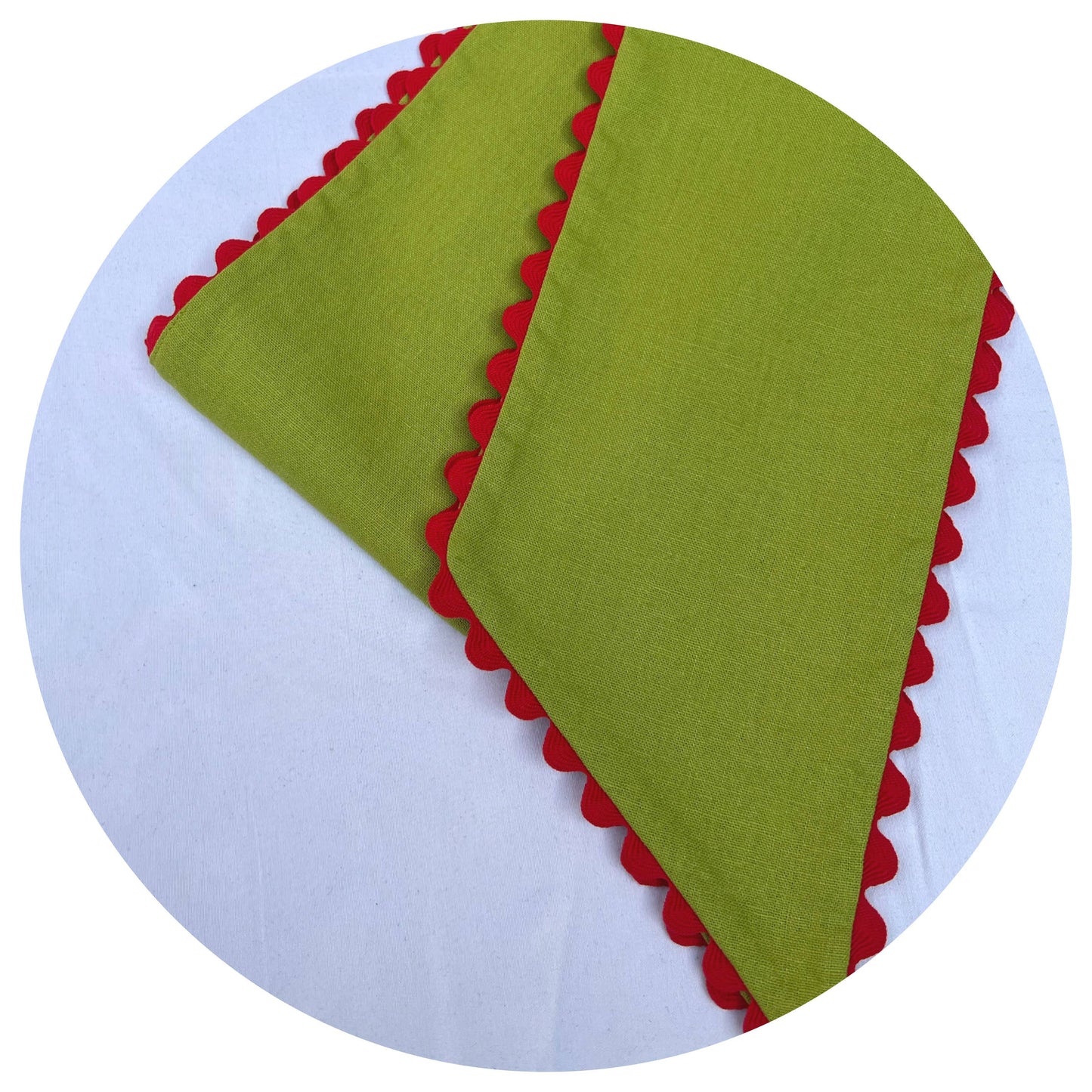 Custom Linen Sashes with Trim 