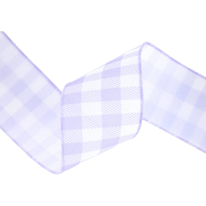 2 1/2" Wired Ribbon | White/Spring Gingham | 10 Yard Roll |