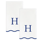Letter “H” Initials Monogram Paper Napkins - Blue and White Scalloped