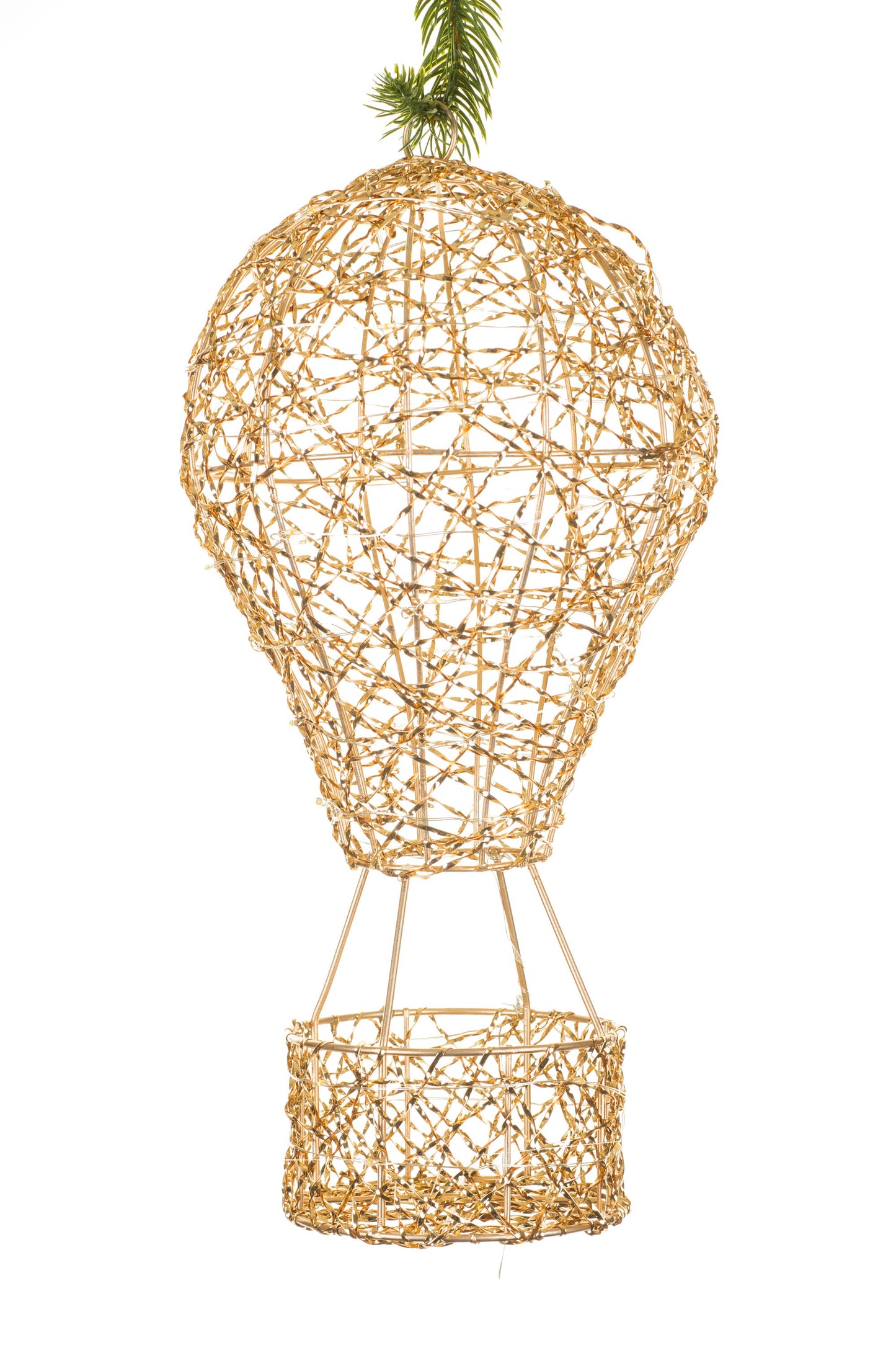 NEW-Hangable Gold Hot Air Balloon LED Decoration