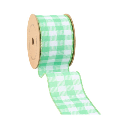 2 1/2" Wired Ribbon | White/Spring Gingham | 10 Yard Roll |