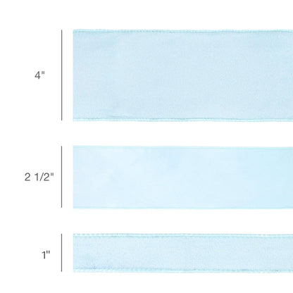 1" Reversible Classic Velvet Wired Ribbon | Baby Blue/Baby Blue | 10 Yard Roll