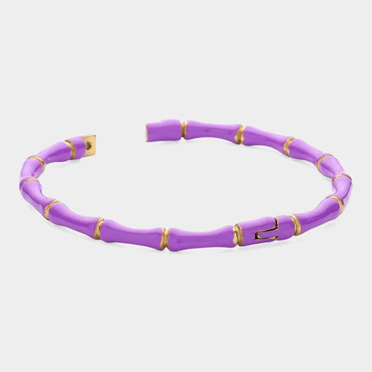 Enamel Bamboo Hinged Bangle Bracelet