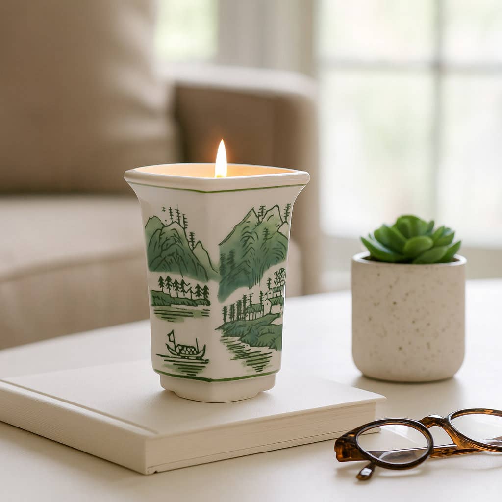 Scented Candle - Sage & Eucalyptus Green Ceramic, 6 Oz