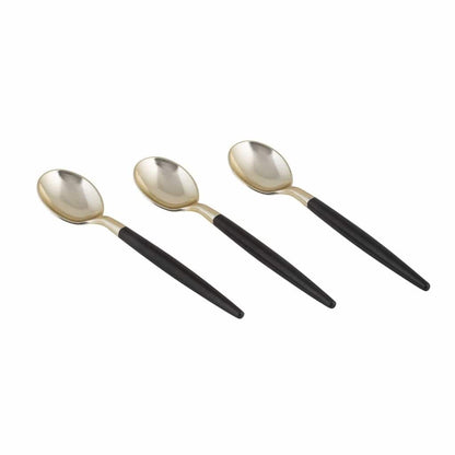 Black and Gold Plastic Mini Spoons | 20 Spoons