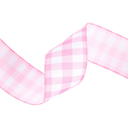 2 1/2" Wired Ribbon | White/Spring Gingham | 10 Yard Roll |