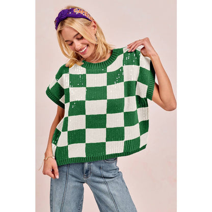 GAMEDAY THEME SEQUIN ALL-OVER SWEATER TOP