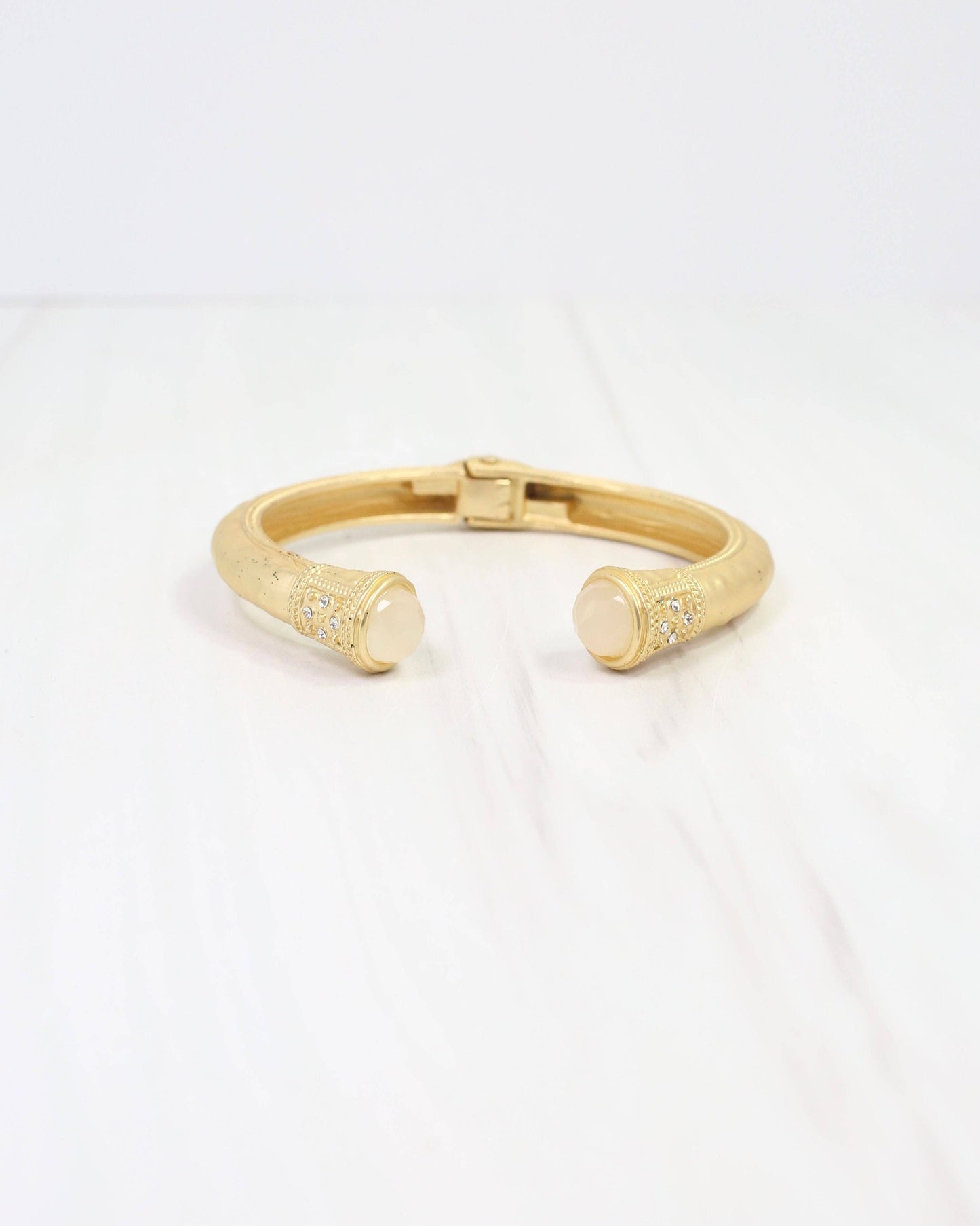Colette Hammered Hinged Cuff Bracelet Opal