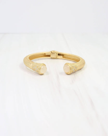 Colette Hammered Hinged Cuff Bracelet Opal
