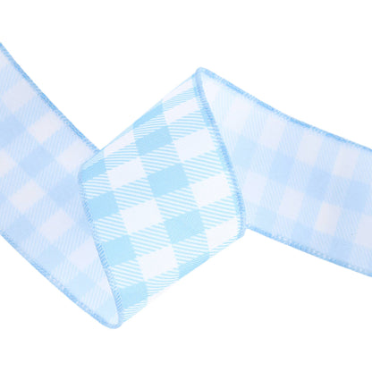 2 1/2" Wired Ribbon | White/Spring Gingham | 10 Yard Roll |