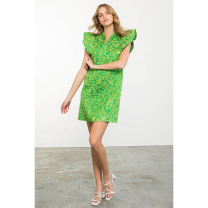 Flutter Sleeve Textured Detail Dress